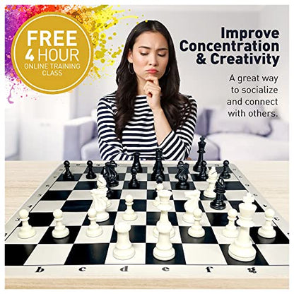 MegaChess Staunton Triple Weighted Chess Set - 3.8" King, 2 Boards, 34 Pieces, Over 2 lbs, Ages 8+ - size: Classic Heavyweight Edition
