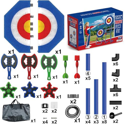 Axe Throwing Game for Backyard: Bristle Target Set with 3 Axes & 3 Darts, Outdoor Yard Games for Kids Adults Family, Lightweight & Portable, Backyard Lawn Games for Carnival, Camping, Party