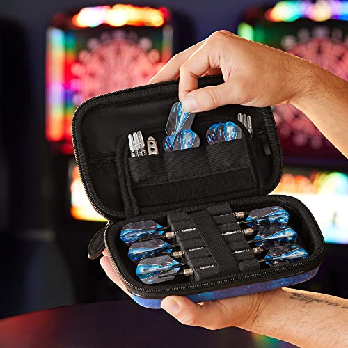Casemaster Sentinel 6 Dart Case, Holds Extra Accessories, Tips, Shafts and Flights, Compatible with Steel Tip and Soft Tip Darts, Impact & Water Resistant Tactech Shell, Galaxy - color: Tactech Shell Galaxy