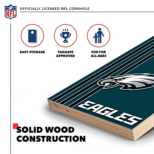NFL 2' x 3' Solid Wood Cornhole Set with Direct Print HD Team Graphics – Great Gift for Any Football Fan! Bean Bag Toss Family Outdoor Games