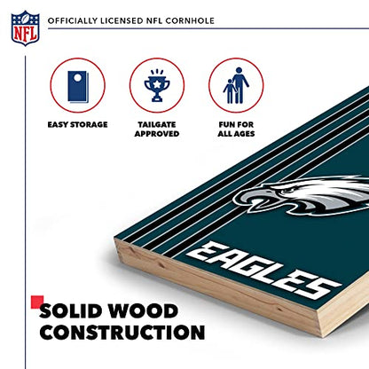 NFL 2' x 3' Solid Wood Cornhole Set with Direct Print HD Team Graphics – Great Gift for Any Football Fan! Bean Bag Toss Family Outdoor Games
