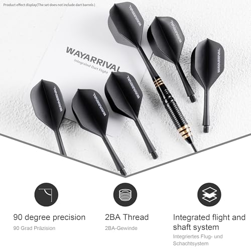 Integrated Dart Flights,All in One Dart Flights and Stems for Unbreakable Use,Universal 2BA Fit for Instant Setup,PP Material Integrated Dart Flights and shafts for Stability - style: 6 Pack