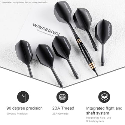 Integrated Dart Flights,All in One Dart Flights and Stems for Unbreakable Use,Universal 2BA Fit for Instant Setup,PP Material Integrated Dart Flights and shafts for Stability - style: 6 Pack