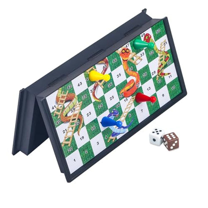 Snakes and Ladders Board Game Set-9.8", Magnetic Folding Travel Game, Family Fun Toys/Gift for Kids and Adults - style: Right Angled Style