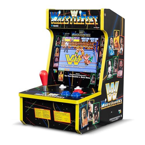 Arcade Classics - WWE Counter Series Game Machine, 4 Games, 8" Liquid Crystal Screen - Mini Cabinet, Portable Gaming, Retro, Countertop Console, Basement Decoration, Man Cave - style: WWE Counter Series