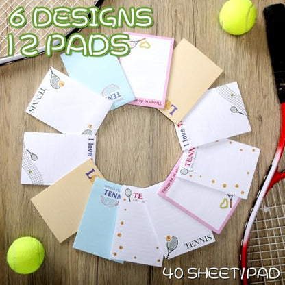 Ctosree 12 Pcs Tennis Gifts for Men Women Funny Sticky Notes Memo Pads for Daily Use Tennis Party Favors Decorations Supplies - style: Tennis