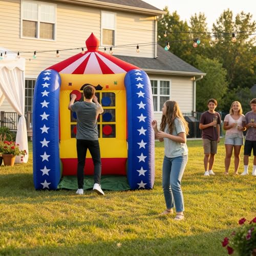 OZIS 6.5x6.5x9Ft Inflatable Tic Tac Toe Game with Discs and Built-in Blower Portable 9-Grid Target Game Set, Interactive Inflatable Carnival Games for Commercial Events, Parties, Family Activities - style: Tic-Tac-Toe