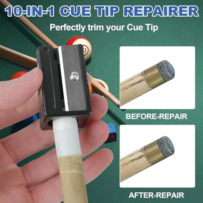 28 PCS 5-in-1 Billiard Cue Tips, Pool cue TipsReplacement Kit, Pool Cue Shaper, Pool Stick TipsReplacement Kit, Pool Cue Tips Repair Tool forReplacement and Shaping cue Tios