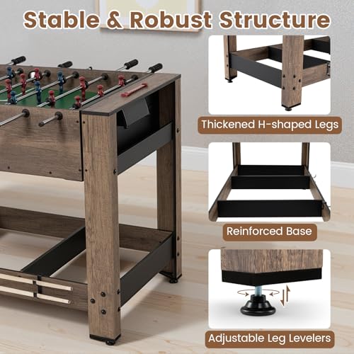 Goplus 2-in-1 Swivel Multi Game Table, 48” Combo Game Table with Foosball & Pool for Adults, Indoor Outdoor Combination Arcade Table for Home Game Room Party - style: 48" x 24" x 32", w/Sticks Holder