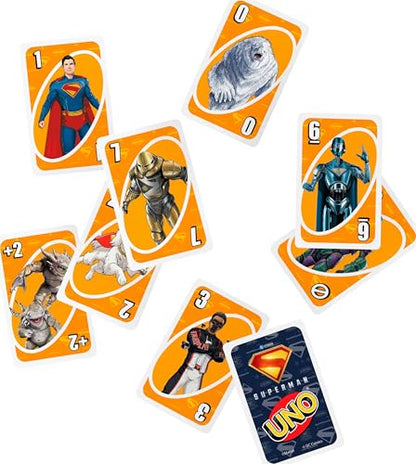 Mattel Games UNO Superman Card Game for Kids, Adults & Family Nights, Parties, Travel & Camping, Toy Collectible Inspired by the Movie - style: UNO Superman