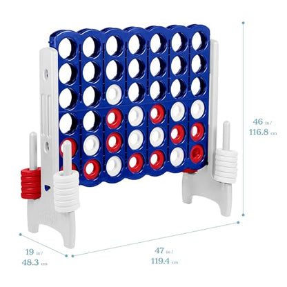 ECR4Kids Jumbo 4-to-Score Giant Game with 42 Rings and Reset Sliders, Kids Games, Red/White/Blue - color: Red/White/Blue