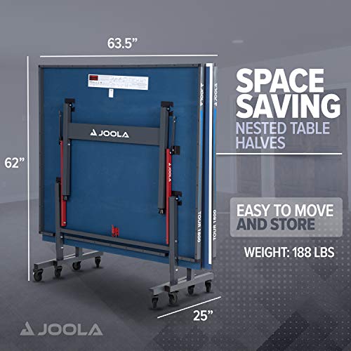 JOOLA Tour Indoor Ping Pong Table with Quick Clamp Table Tennis Net - 10 Minute Assembly - Foldable Indoor Surface with Single Player Playback Mode - Competition Grade MDF Top - Tournament Quality - size: Tour 1800