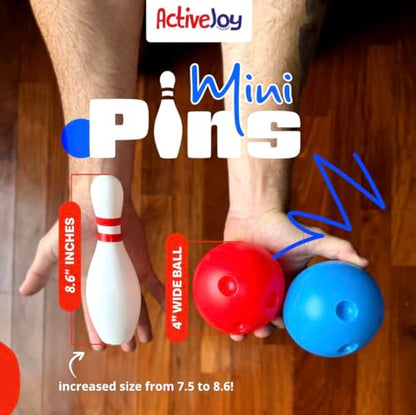 ActiveJoy - Classic & American Style Mini Kids Bowling Set - Bowling Games for Kids Indoor - Bowling Alley Toy with Lane, 10 pins, 2 Balls for Family & Friends - 2-5 Years Old - Classic Retro - color: Classic Retro