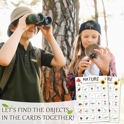 Hoolerry 30 Pcs Scavenger Hunt for Kids Road Trip Game Car Spring Summer Wedding Scavenger Hunt Cards Travel Activities Camping Games Outdoor Indoor Seek Activity for Kids Adults (Nature) - style: Nature