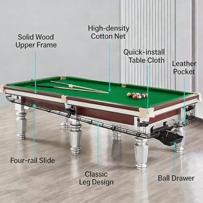 Billiard Pool Table, Professional Game Table for Home Game Room, Sturdy Construction with Complete Accessories Set - color: A
