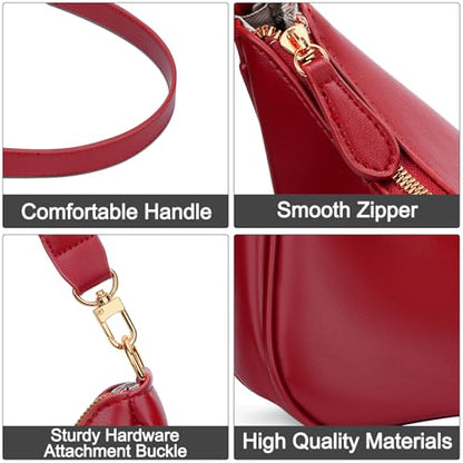KKXIU Shoulder Bag for Women Cute Hobo Purses and Handbags Retro Clutch Underarm Purse | Cute - color: Red