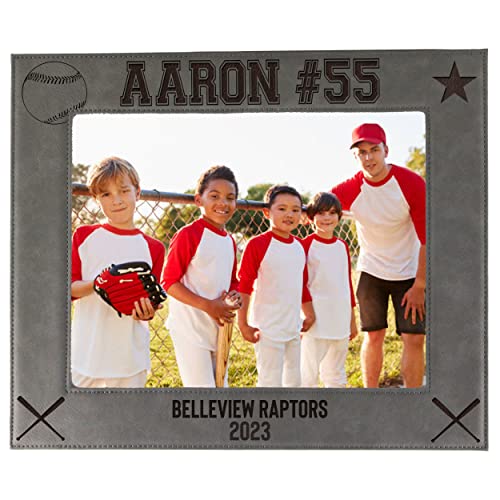My Personal Memories Custom Monogrammed Baseball Sports Picture Frame Gifts - Personalized 4x6, 5x7, 8x10 Photo Frames for Athletes, Coaches, Teams, Kids, Awards (Gray) - color: Gray