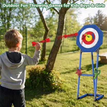 Axe Throwing Game for Backyard: Bristle Target Set with 3 Axes & 3 Darts, Outdoor Yard Games for Kids Adults Family, Lightweight & Portable, Backyard Lawn Games for Carnival, Camping, Party