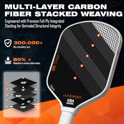 Carbon Fiber Pickleball Paddles USAPA Approved Raw Carbon Frosted - color: white