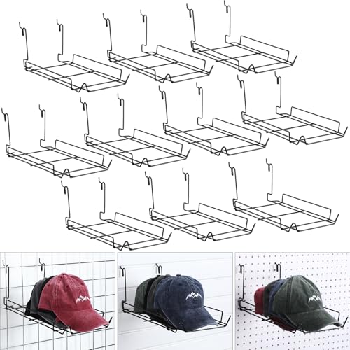 Yaocom 10 Pcs Wire Hat Rack Display for Slatwall, Grid, Pegboard, Metal Multifunctional Retail Shelves Organizer for Home Shop Store Boutique, Black