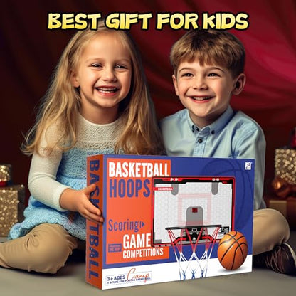 HopeRock Indoor Basketball Hoop for Kids, Over The Door Mini Basketball Hoops, with LED Light, Scoreboard, Birthday Toys Gifts for 5 6 7 8 9 10 11 12+ Year Old Boys - style: LED Basketball Hoop & Scoreboard