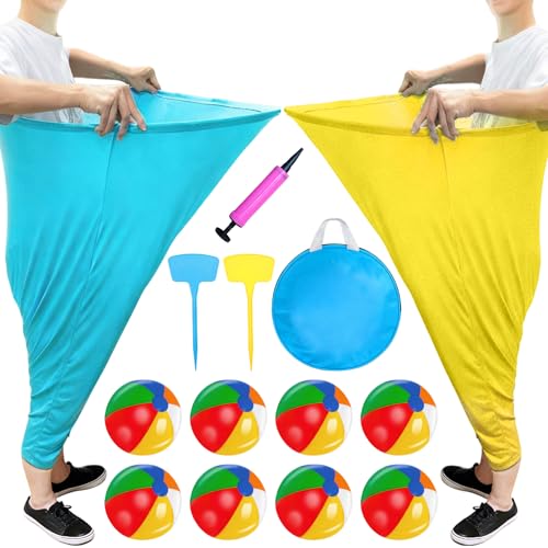Granny Pants Yard Game, Granny Pants Party Game with Oversized Pants Bouncy Balls Ground Stakes Storage Bag and Air Pumps, Outdoor Tossing Games for Adults Family Carnival Party Reunion Gathering - size: Large-2P