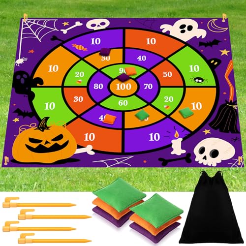Arrowbash Giant Halloween Bean Bag Toss Game 4.9ft Large Festival Outdoor Lawn Yard Camping Field Day Games for Family Backyard Halloween Fall Thanksgiving Day Party Gift - style: Halloween