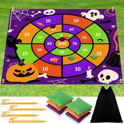 Arrowbash Giant Halloween Bean Bag Toss Game 4.9ft Large Festival Outdoor Lawn Yard Camping Field Day Games for Family Backyard Halloween Fall Thanksgiving Day Party Gift - style: Halloween