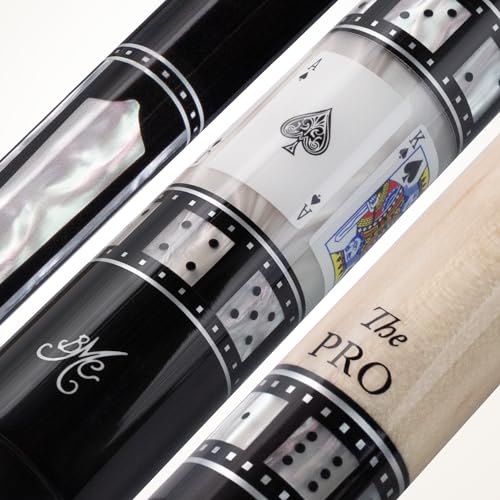 Meucci Pool Cues - BMC Casino 10 - Professional Billiard Pool Stick with Card and Ivory Dice Sleeve, Ebony Color Wrap, Power Piston Forearm