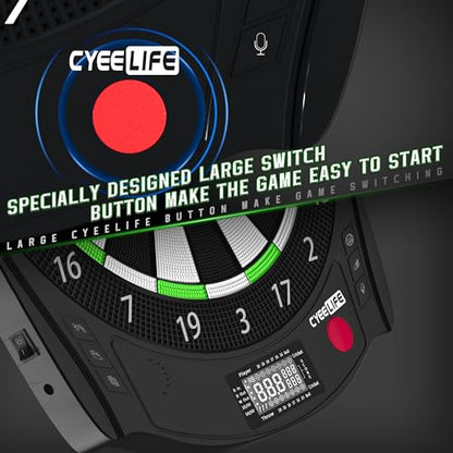CyeeLife Electronic Dartboard with Soft Darts and Extra Accessories,8 Players&34 Games&255 Variations