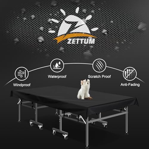 Zettum Ping Pong Table Cover - Table Tennis Cover Waterproof & Heavy Duty, 600D Covers for Table Tennis, Indoor Outdoor Table Covers Fits Universal 9x5 FT Tables Folding & Flat Tables
