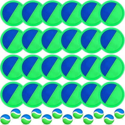 Charniol Kids Toys Toss and Catch Game Set Beach Game Outdoor Ball Sports Games Toss and Catch Ball Nylon Toys for Kids Adults(Blue Green,12 Paddles 6 Balls) - color: Blue Green