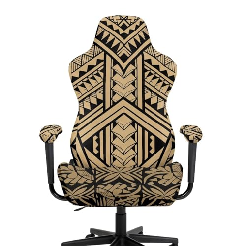 Boho Brown Aztec Gaming Chair Covers Slipcovers Scratch Resistant Non Slip Washable Slipcover for Office & Rotating Chairs Soft Breathable Computer Chair Cover with Armrest Covers for Gamer - color: Boho Brown Aztec