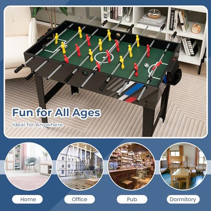 GYMAX 4 in 1 Multi Game Table, 49" Combo Game Table with Foosball Table, Pool Billiards, Air Hockey & Table Tennis for Teens Adults Family Game Room