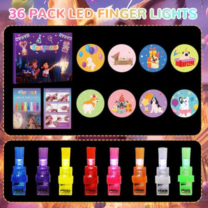36 Pack Puppy Party Favors LED Finger Lights, Glow in the Dark Dog Birthday Pinata Party Supplies, Goodie Bag Stuffers Classroom Treasure Box Prizes for Kids - style: puppy birth