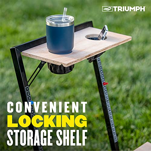 Triumph 2x4 Cornhole Set with Integrated Caddy and LED Lights – Full-Size Cornhole Boards with Cup Holders, Snack Shelf, Score Tracker, and 8 Toss Bags for Backyard, Tailgates, and BBQ Parties