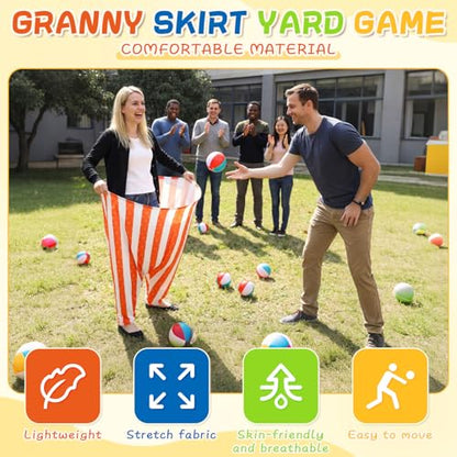 Ceenna 8 Sets Granny Pants Outdoor Game, Hilarious Inflatable Ball Relay Set Giant Pant Toss Set with Granny Giant Stretchy Pants, Balls and Pump, Team Relay Family Reunion Party Field Game Kit