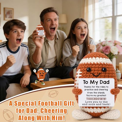 Fathers Day Dad Gifts from Daughter Son, Birthday Gifts for Father Daddy New Step Bonus Dad, Thank You Appreciation Gift for Fathers Day Daddy Funny Cute Handmade Crochet Football Lover Present - style: my dad