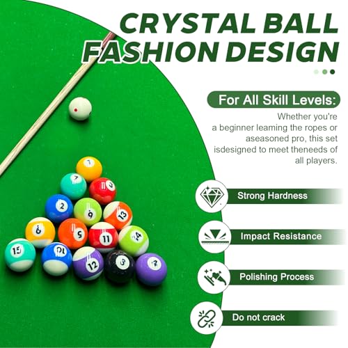 HMQQ Billiard Balls Set, Deluxe 2-1/4" Regulation Size Billiard Pool Balls for Replacement (16 Resin Balls)