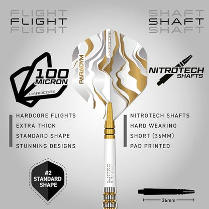 RED DRAGON Darts - Paradym Gold Series - 18g Barrel/ 20g Full Weight - Professional Soft Tip Darts Set - 90% Tungsten Torpedo Barrel - Includes Dart Flights & Stems - Professional Dart Set
