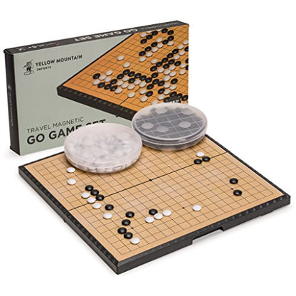 Yellow Mountain Imports Magnetic Go Game Set with Single Convex Magnetic Plastic Stones and Go Board, 11-inch - size: 11 x 0.6 inches