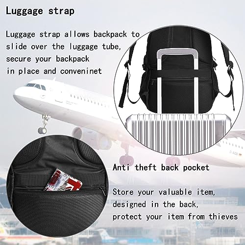 Disc Golf On The Mind Travel Backpack, Extra Large 50L Laptop Backpacks for Men Women, College Backpacks Work Bag with USB Charging Port Fits 17 Inch Computer, Black