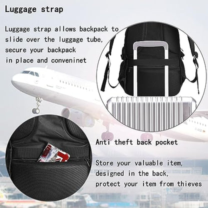 Disc Golf On The Mind Travel Backpack, Extra Large 50L Laptop Backpacks for Men Women, College Backpacks Work Bag with USB Charging Port Fits 17 Inch Computer, Black