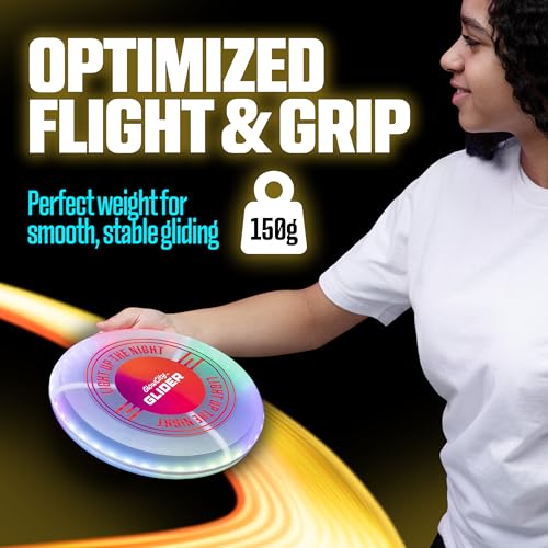 GlowCity Glow in The Dark Soccer Ball + Glider LED Flying Disc, Light Up, Durable, Multi-Color, Perfect for Evenings and Night Time, Great Gift for All Ages Teens