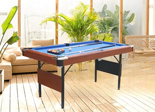 Foldable 63.8" Pool Table Set with Full Accessories, Blue Velvet