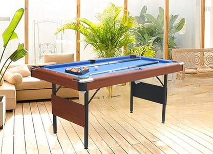 Foldable 63.8" Pool Table Set with Full Accessories, Blue Velvet