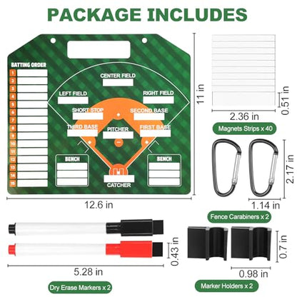 Magnetic Baseball Lineup Board, Dry Erase Coach Lineup Board, Baseball Coaching Board for Dugout, Baseball Clipboard for Coaches with 40 Lineup Cards, Baseball Coaching Accessories - style: Baseball Board