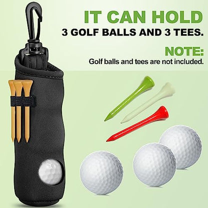 4 Pieces Golf Tee Holder Golf Ball Carry Bag Pouch Ball Holder Keychain Belt Clip Gifts Accessories - color: Black, Simple