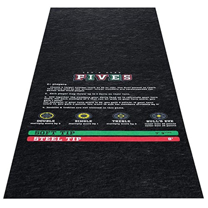 PIG Home Solutions Self-Sticking Dart Mat – Dart Game - Black – 3’ x 10’ - style: Dart Game (Fives)