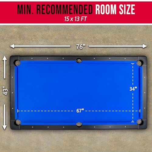 GoSports 6, 7, or 8 ft Billiards Tables - No Assembly, Choose Your Color - Portable Pool Table Includes Full Set of Balls, 2 Cue Sticks, Chalk and Felt Brush - style: 6ft Blue
